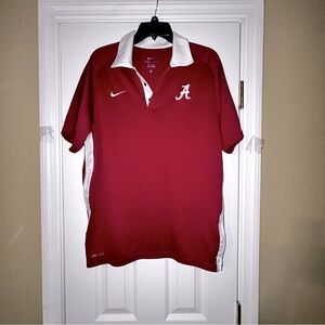Nike Alabama Red and White Dri-FIT Golf Polo Top Size Medium